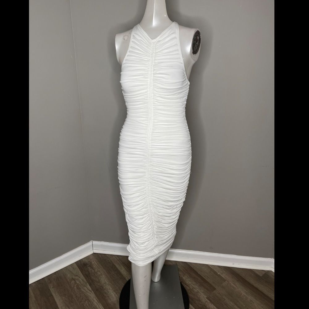 A.L.C
Adrienne Ruched Racerback Dress In White - Picture 3 of 8